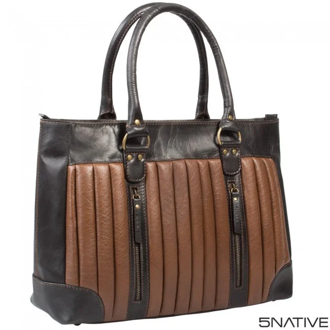 5NATIVE BROWN AND TAN LADIES LEATHER WORKBAG/ SHOULDER BAG