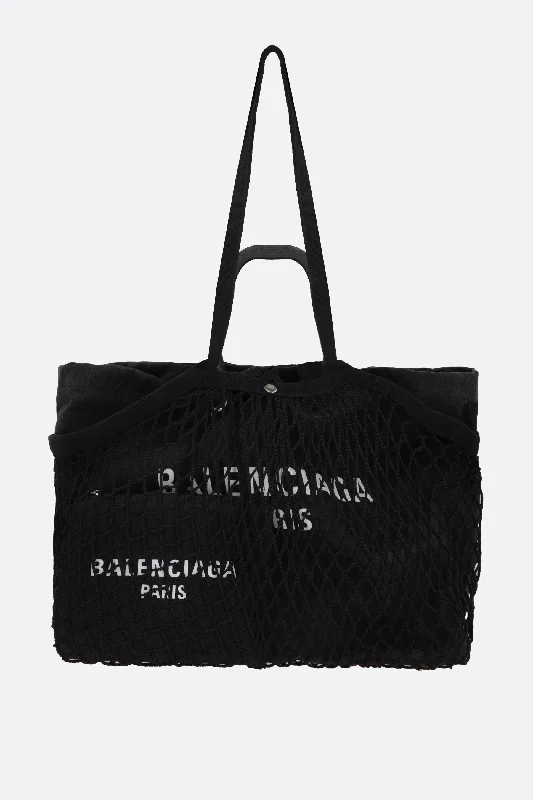 24/7 medium canvas and fishnet tote bag