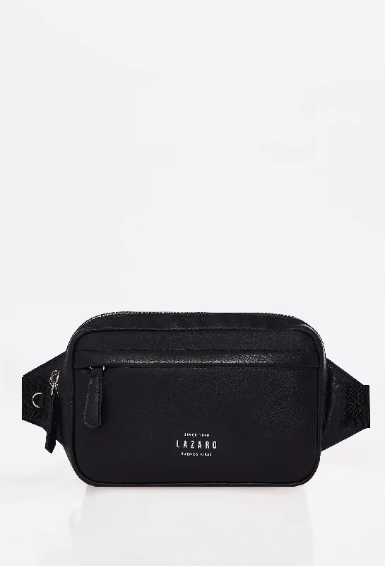 Black Leather Belt Bag 'Salerno'