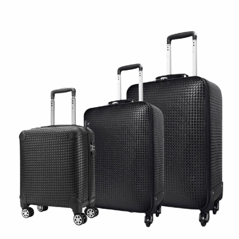 Boutiq Embossed Traveling Set of 3-Black