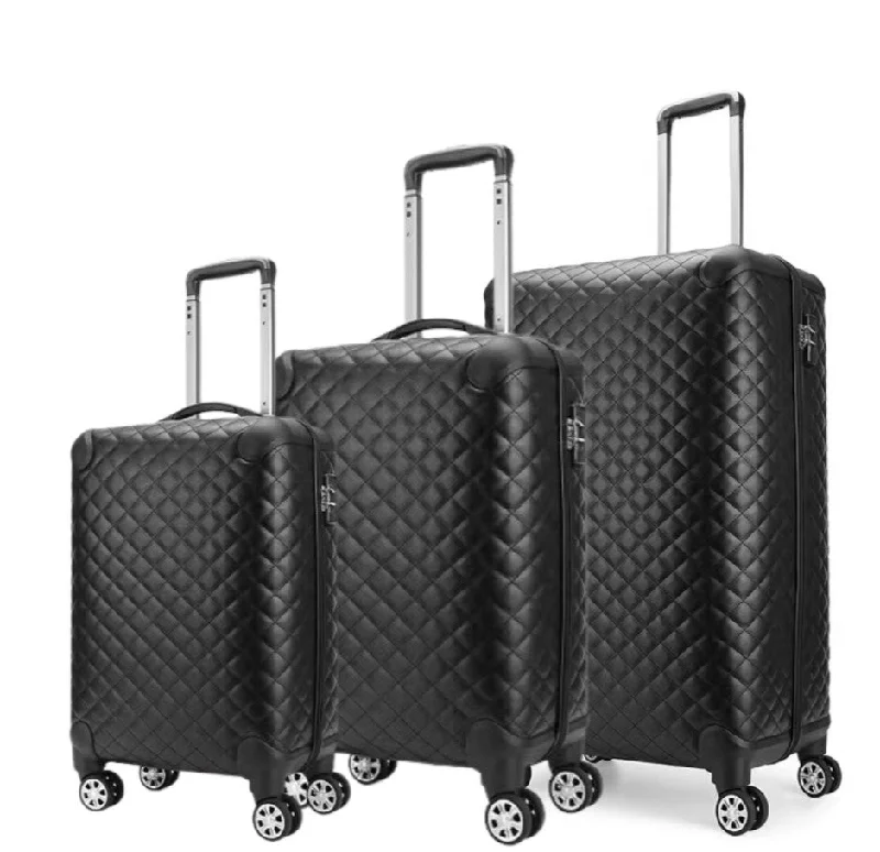 Classic Embossed Traveling Set of 3-Black