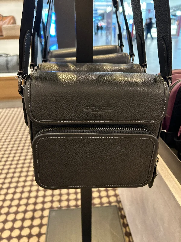 Coach Men Sullivan Flap Crossbody In Black (Pre-Order)