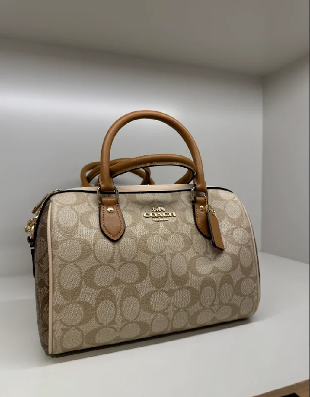 Coach Rowan Satchel In Blocked Signature Light Khaki Multi (Pre-Order)