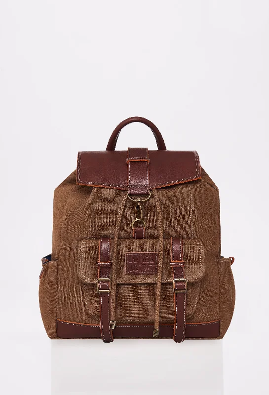 Coffee Canvas Backpack ‘Otto’ with Buckle Closure