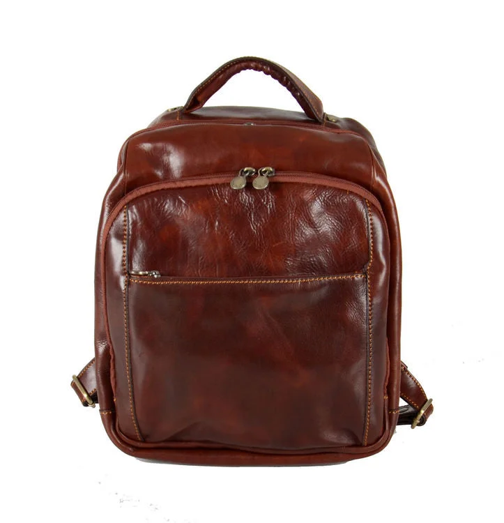 Delamore Brown Luxury Leather Laptop Backpack