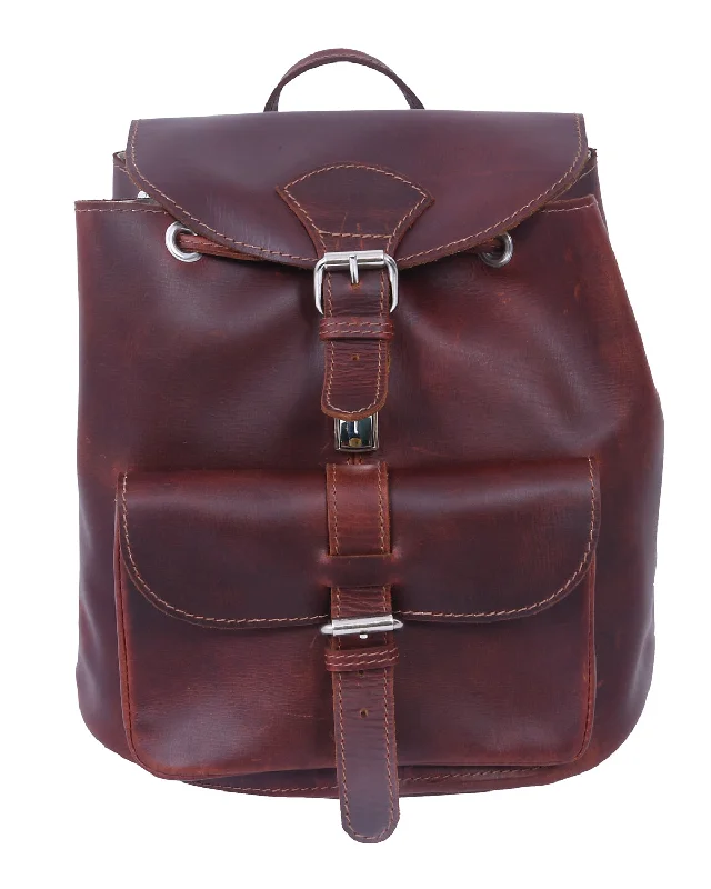 Elegant Brown Leather Backpack: A Timeless Fashion Statement. Art: BG-1277