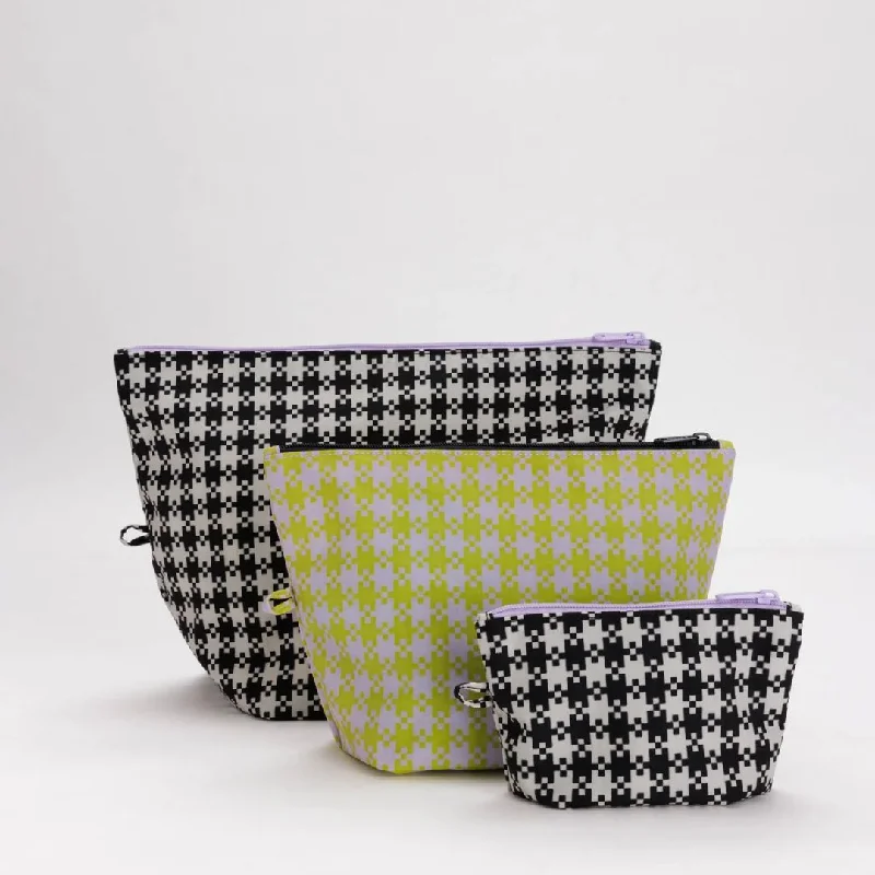 Go Pouch Set (Black Pistachio Pixel Gingham)