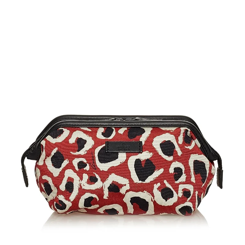 Gucci Leopard Printed Nylon Pouch