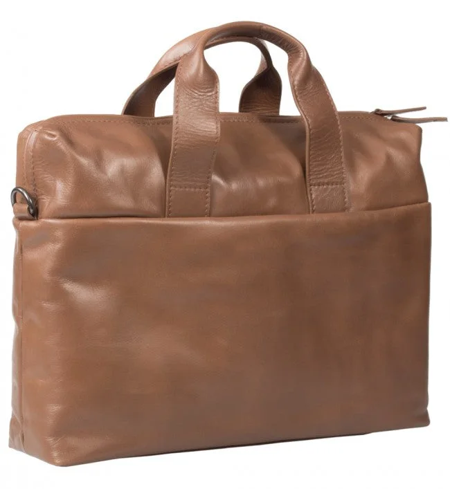 HIDEONLINE TAN LEATHER LAPTOP MESSENGER / MAN BAG