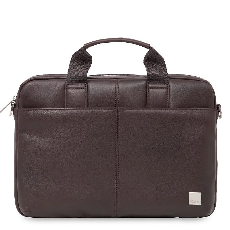 KNOMO STANFORD BROWN REAL LEATHER BRIEFCASE LAPTOP BAG