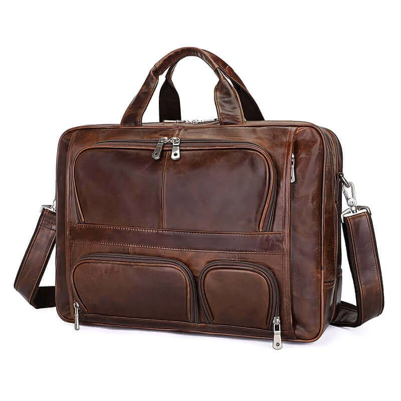 Leather Business Briefcase | Fits 17-Inch Laptop