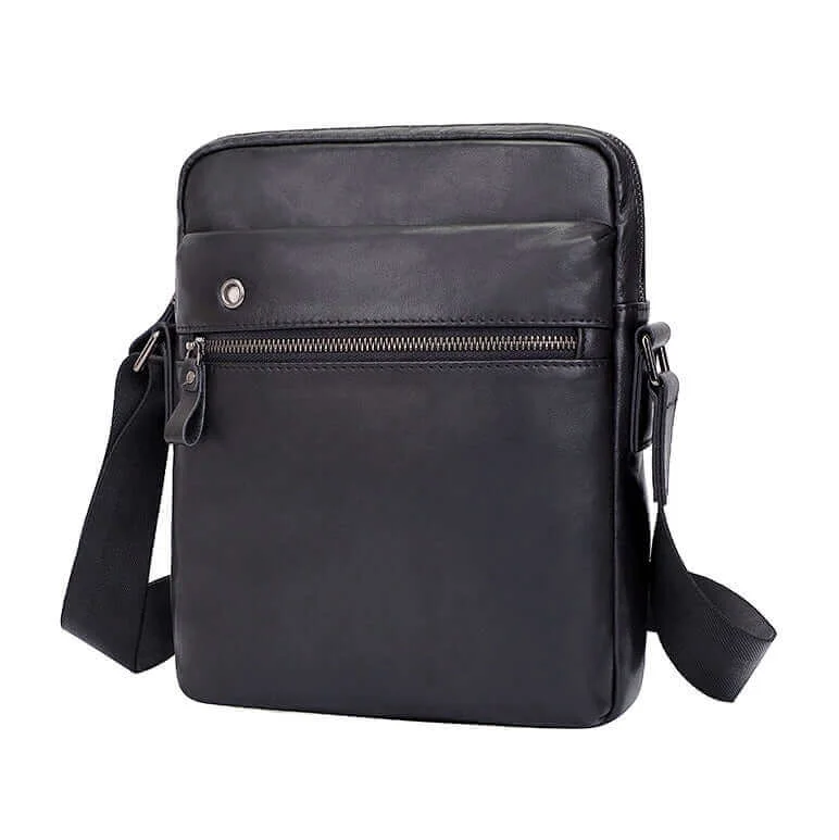 Leather Shoulder Crossbody Bag - Black