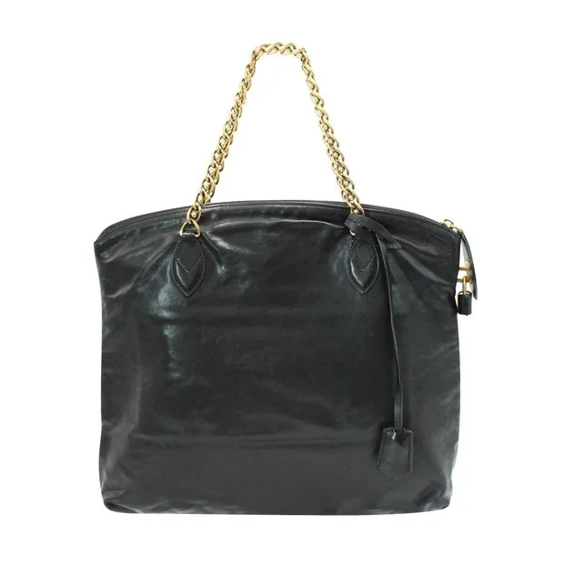 LOUIS VUITTON Black Leather Lockit Tote - Golden Chain Autumn/Winter 2013