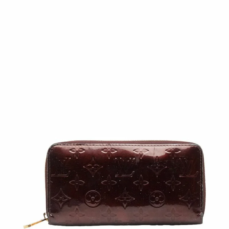 LOUIS VUITTON Monogram Vernis Zippy Long Wallet M93522 Amarant Purple Patent Leather Women's