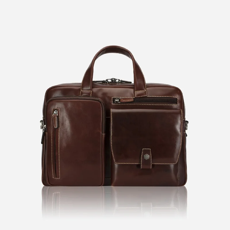 Montana Medium Leather 15"" Laptop Briefcase, Mocha