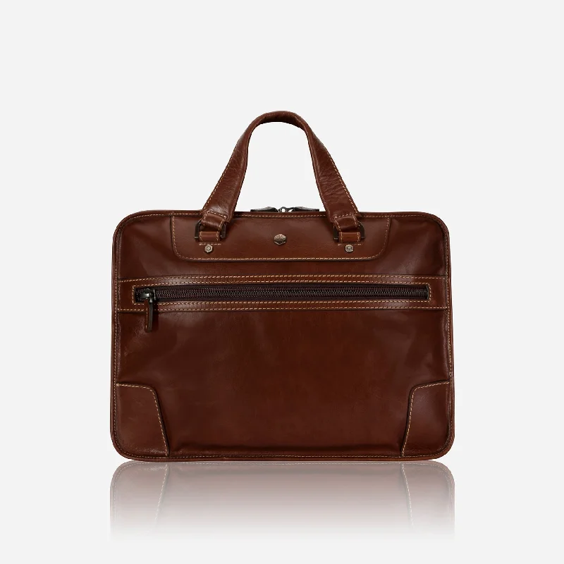 Oxford Medium Leather 15"" Laptop Briefcase, Espresso