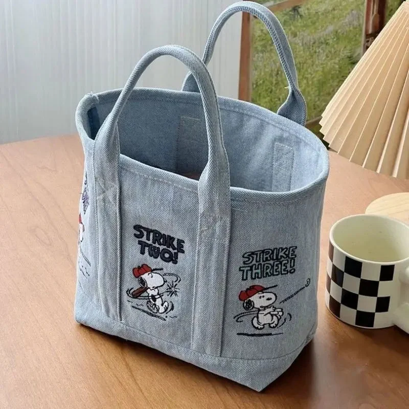 Snoopy Embroidered Denim Women's Tote Bag Cartoon