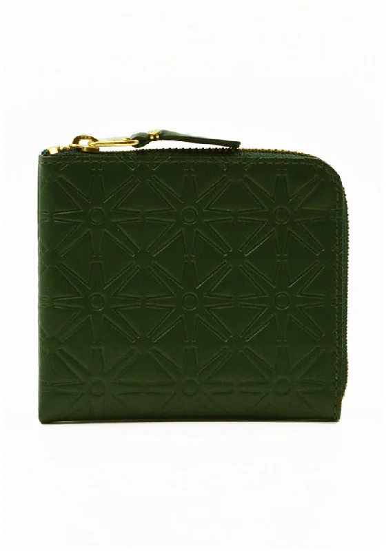 COMME DES GARCONS SA310EA EMBOSSED ZIP WALLET BOTTLE GREEN