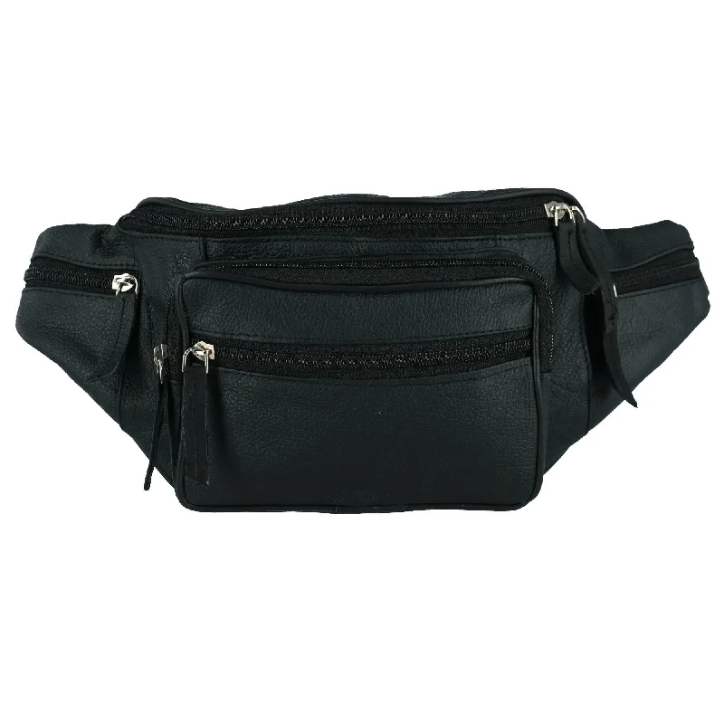 Leather Impressions Leather Fanny Waist Pack With Multiple Pockets