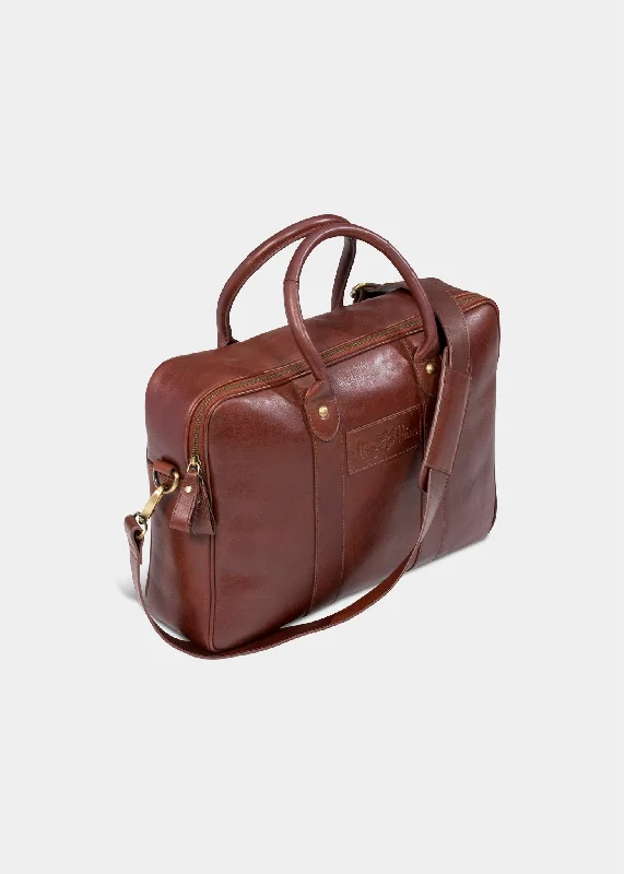 Leather Laptop Bag In Oak