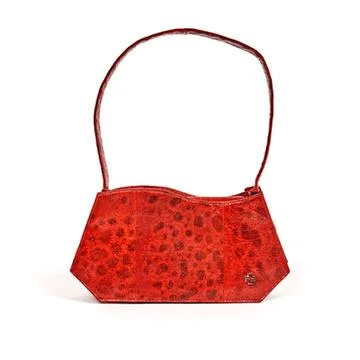 Sienna Baguette Fish Leather Bag in Spotted Scarlet Red