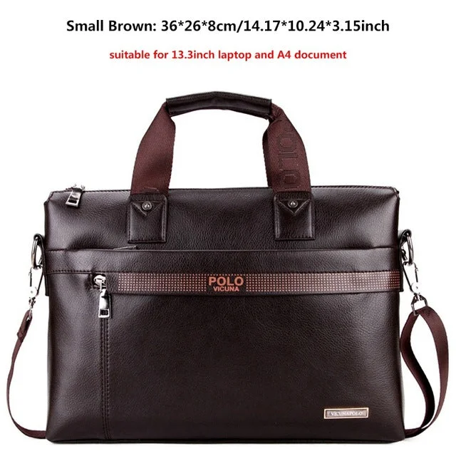 VICUNA POLO Top Sell Fashion Simple Dot Famous Brand Business Men Briefcase Bag Leather Laptop Bag Casual Man Bag Shoulder bags